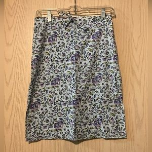 Vintage Light Blue and Purple Floral Mini Skirt with Slit Y2K Whimsigoth 90s M